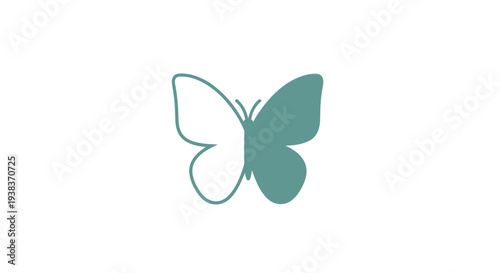 Simple Butterfly Illustration with Green Wings.