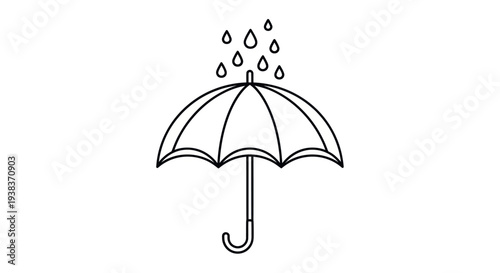Simple Black and White Umbrella Illustration.