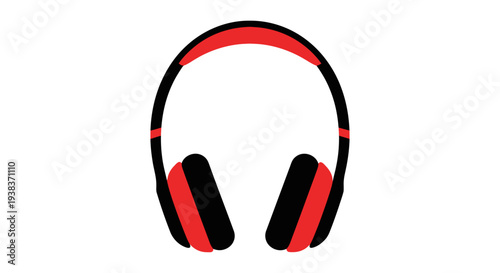 Red and Black Headphones Illustration.