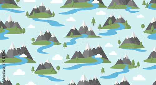 Multiple small islands with mountains.