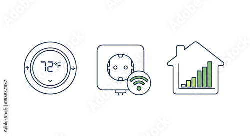 Thermostat Smart Home Automation Icons Set.