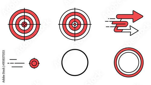 Targets and darts illustration, goal achievement concept, business success symbol, precision aim graphic, strategic planning icon, hitting objectives design