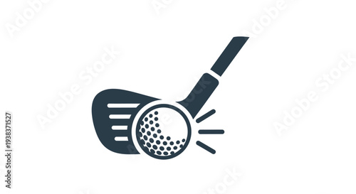 Golf Club Hitting Ball Vector Illustration.