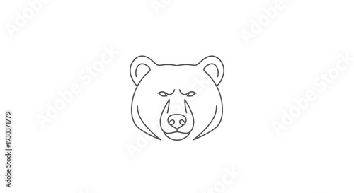 Simple Line Drawing of Bear Head.