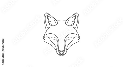 Simple Line Drawing of Fox Head.