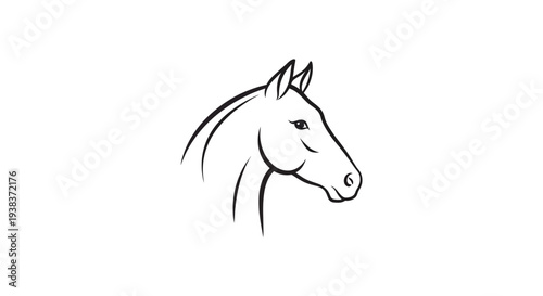 Simple Line Drawing of Horse Head.