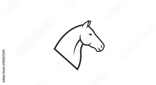 Simple Line Drawing of Horse Head Profile.