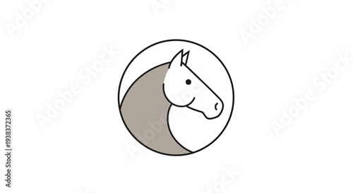 Simple Line Drawing of Horse Head Profile.