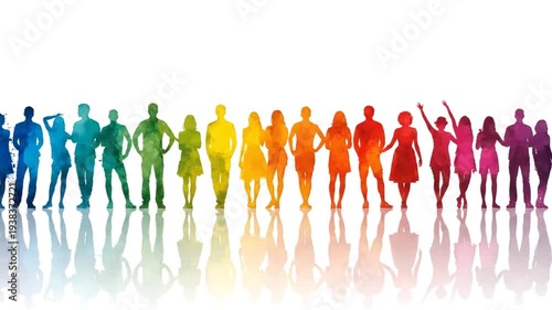 Rainbow people silhouette spectrum.
