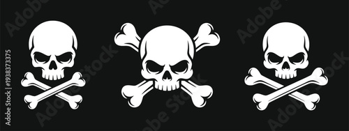 Skull and bones illustration, danger sign symbol