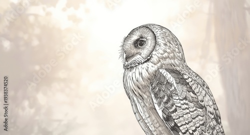 Delicate hand drawn owl pro...