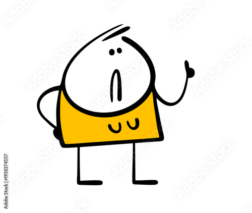 Strict cartoon woman gives advice. Vector illustration of a teacher or wife teaching her husband and students. Funny girl draws attention to important information.
