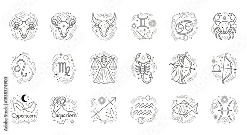 Zodiac Signs - A Collection of Astrological Symbols.