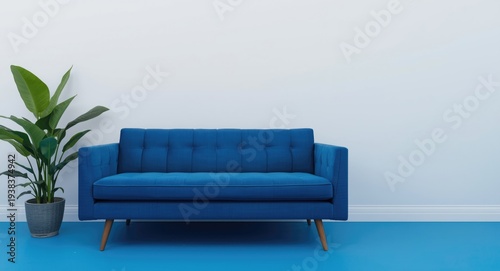 blue upholstered sofa compl...