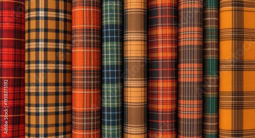 Eight warm plaid fabric swa...
