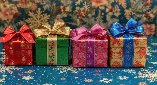 Colorful holiday gift boxes...