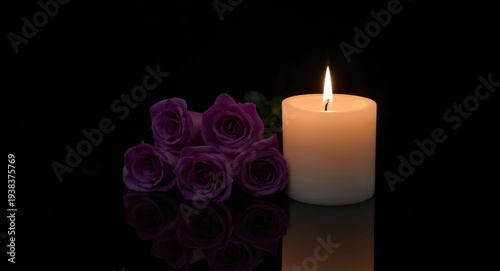 Candle burning softly next ...