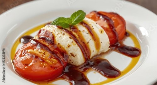 Balsamic vinegar drizzled m...