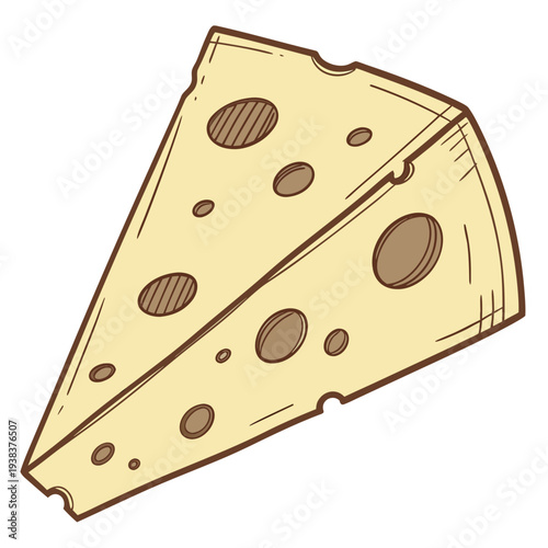 A delicious slice of cheese with holes and a creamy texture Vector