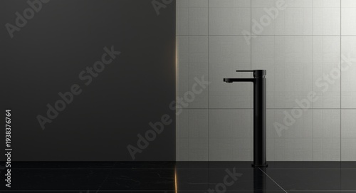 Dark grey bathroom with a b...