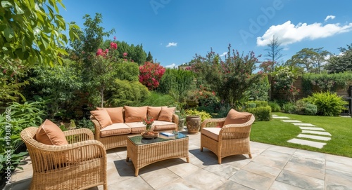 Bright outdoor patio with w...
