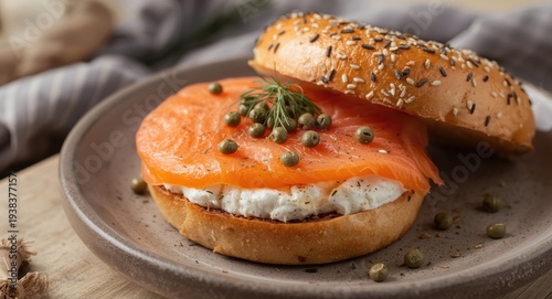 Breakfast dish featuring ba...