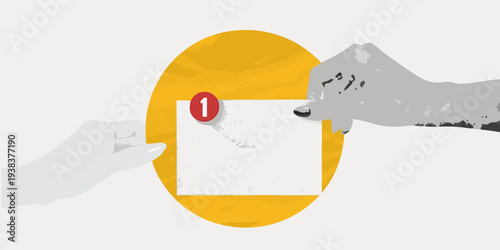 Hands interacting with a notification displayed on a phone screen