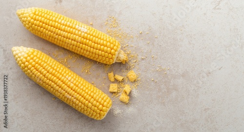 Bright yellow corn ears on ...