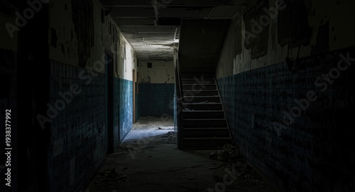 Eerie neglected school hall...