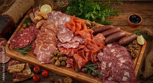 A wooden serving board load...