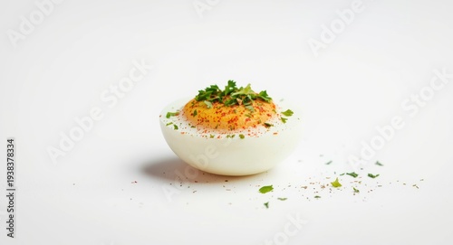 Soft boiled egg seasoned wi...