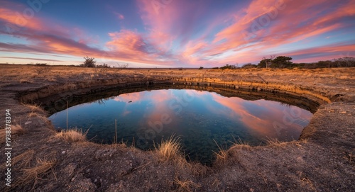 Calm water filled sinkhole ...