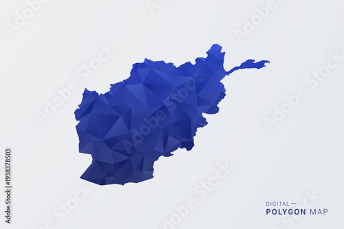 Afghanistan Map - Polygon Style Vector Illustration in Deep Blue Gradient, Low Poly Geometric Design, Clean Silhouette Isolated on White Background for Infographics.