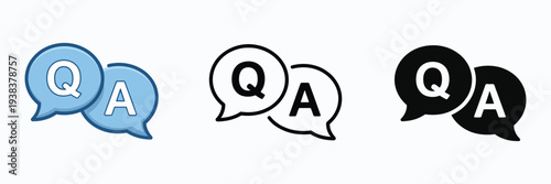 Questions and answers icon, Q&A symbol, speech bubble graphic, FAQ concept illustration, minimal trendy vector design, website help section, customer support symbol
