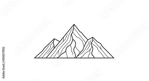 Simple Line Drawing of Mountain Peaks.