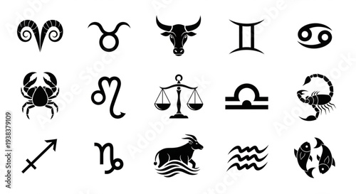 Zodiac Signs - A Symbolic Representation of Astrological Symbols.