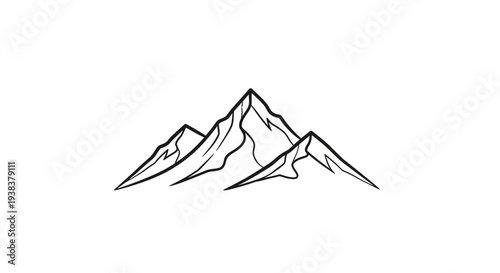 Simple Line Drawing of Mountain Peaks.