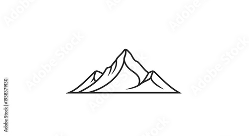 Simple Line Drawing of Mountain Peaks.