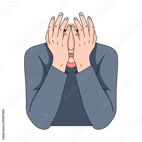 Person Hiding Face With Hands, Feeling Shame, Frustration, Sadness, Or Overwhelmed