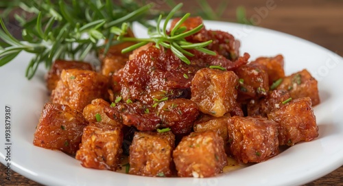 Crunchy Bacon Cubes Served ...