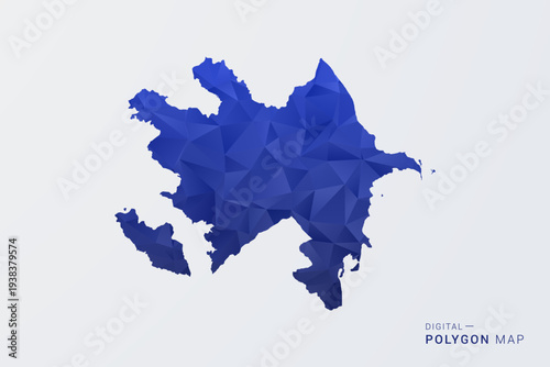 Azerbaijan Map - Polygon Style Vector Illustration in Deep Blue Gradient, Low Poly Geometric Design, Clean Silhouette Isolated on White Background for Infographics.