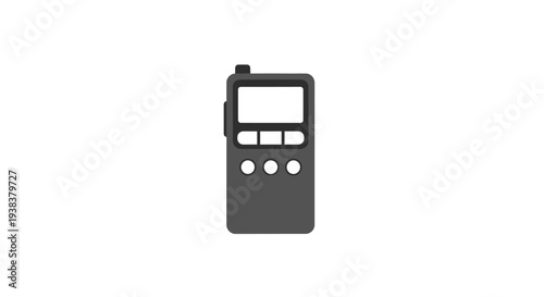 Small gray electronic device with screen.
