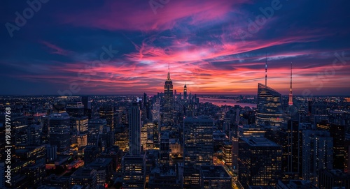 Cityscape glowing at night ...