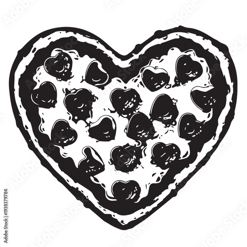 Heart Shaped Pepperoni Pizza With Cheesy Toppings and Crispy Crust.