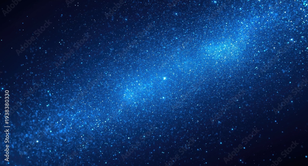 Fototapeta premium Blue sparkling dust with soft radiant light diffusion