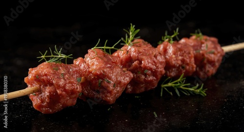 Close up of raw herb spiced...