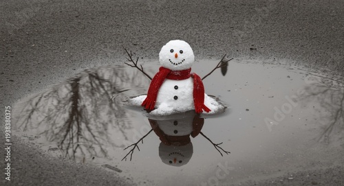 A merry snowman melting slo...