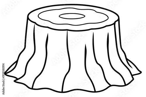 Tree Stump, Cut Wood Base