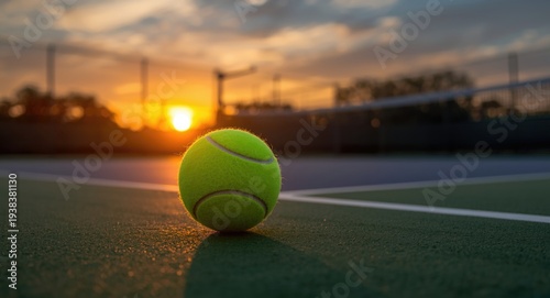 A vivid tennis ball resting...