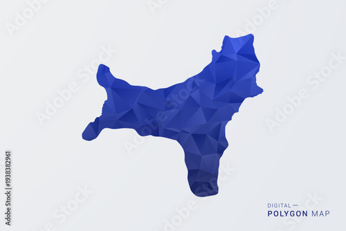 Christmas Island Map - Polygon Style Vector Illustration in Deep Blue Gradient, Low Poly Geometric Design, Clean Silhouette Isolated on White Background for Infographics.